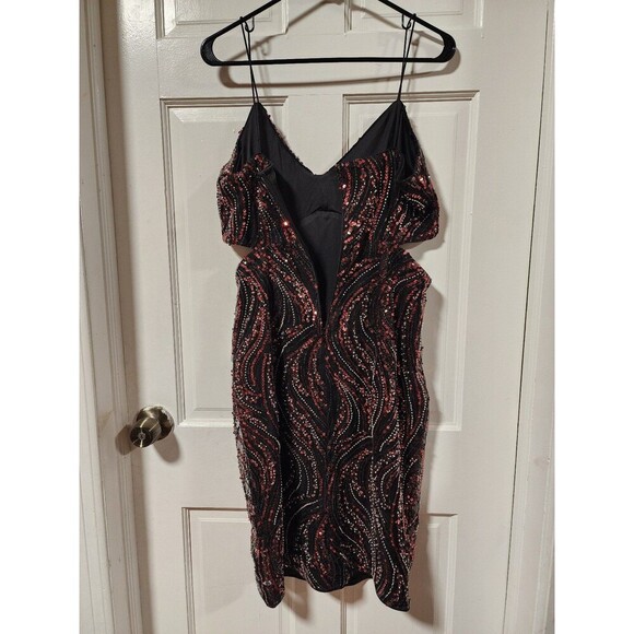 GUESS Women's Taryn Sequinned Side-Cutout Cocktail Dress Size 12 - Picture 4 of 13